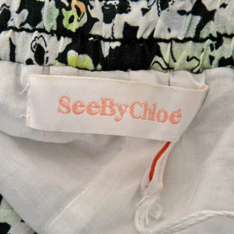 Pre Owned See by Chloe Multicolor Floral Printed Silk Trouser M