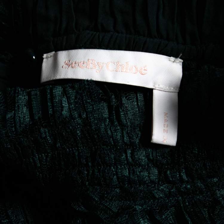 Pre Owned See by Chloe Green Lace Mock Neck Sleeveless Dress M