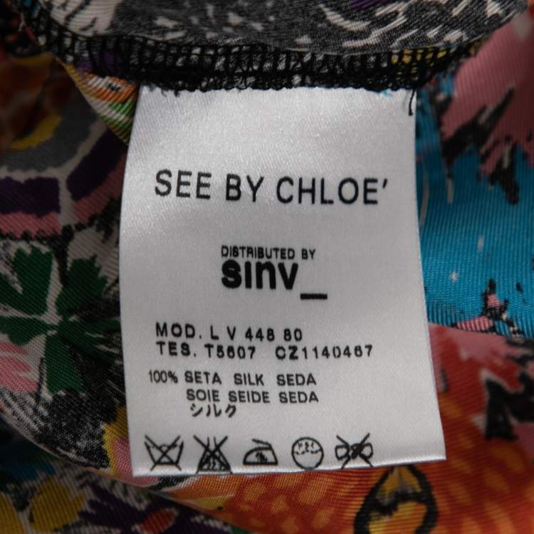 Pre Owned See by Chloe Multicolor Printed Silk Sleeveless Dress M