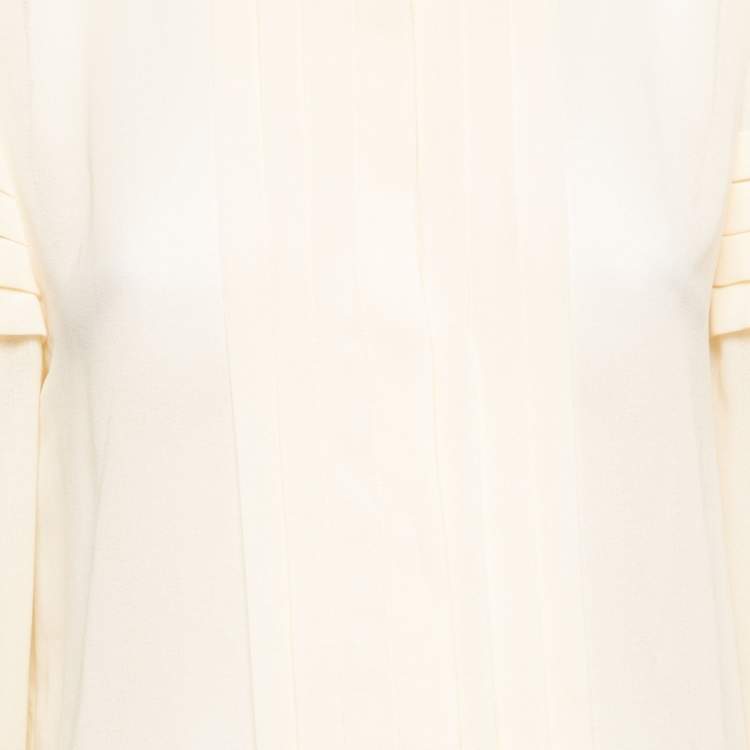 Pre Owned See by Chloe Beige Crepe Ruffle Trim Detailed Long Sleeve Blouse M