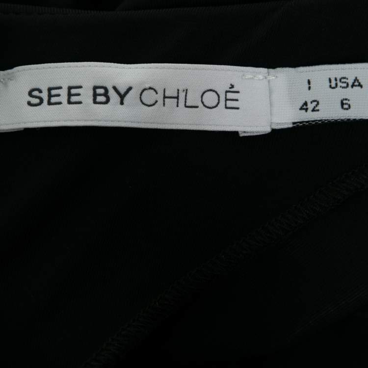 Pre Owned See by Chloe Black Jersey Draped Oversized Top M
