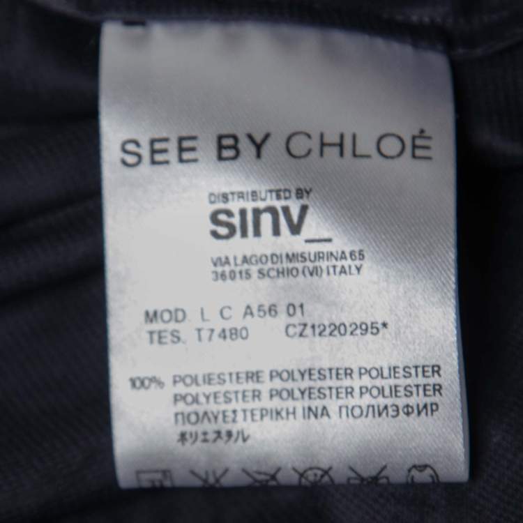 Pre Owned See by Chloe Navy Blue Synthetic Ruffled Button Front Top M