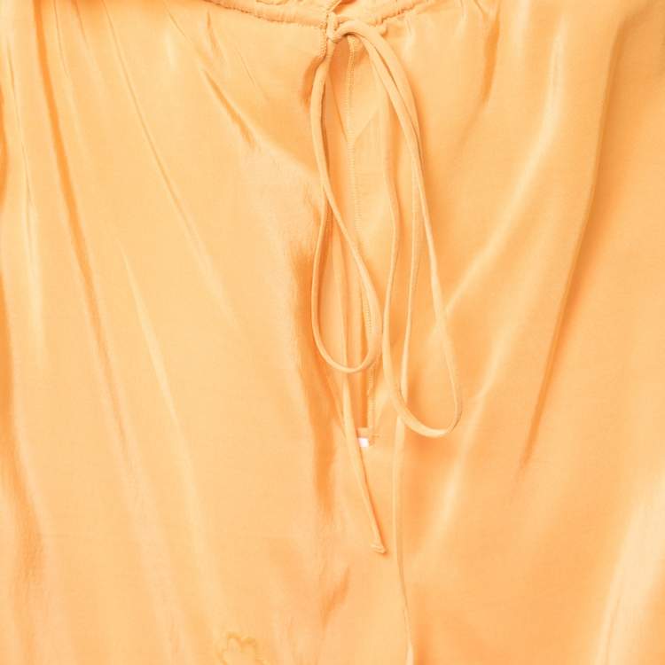Pre Owned See by Chloe Yellow Crepe De Chine Floral Embroidered Sleeveless Top M