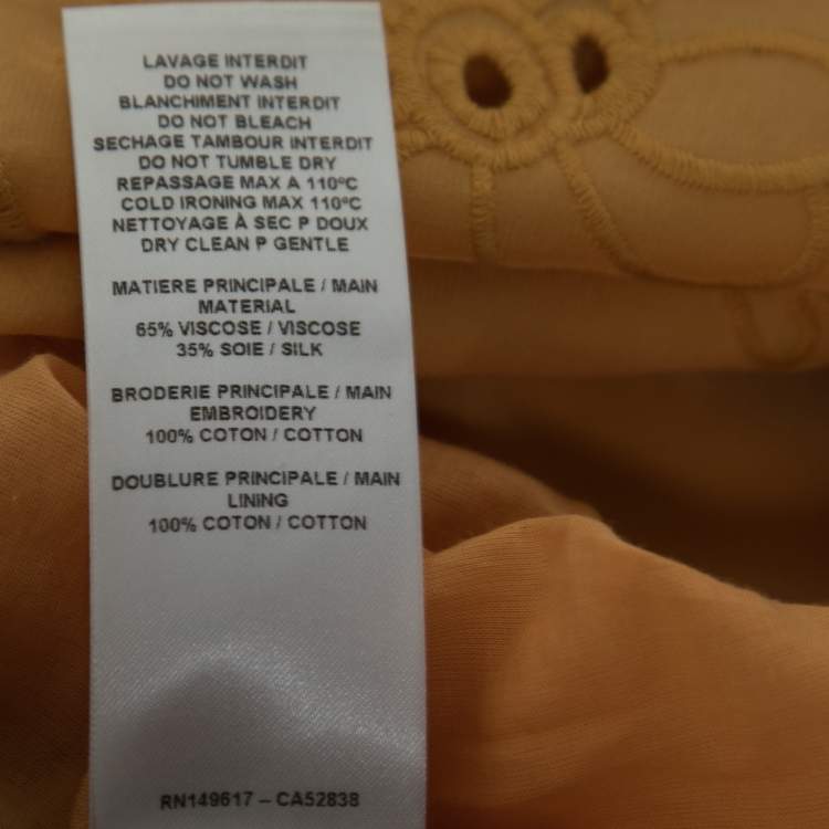 Pre Owned See by Chloe Yellow Crepe De Chine Floral Embroidered Sleeveless Top M