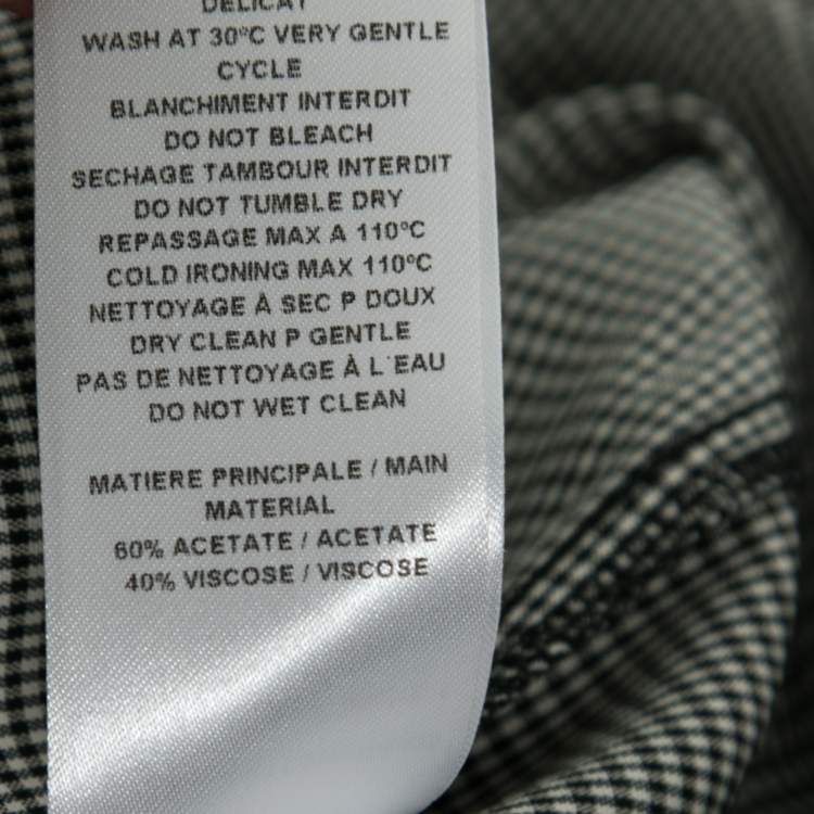 Pre Owned See by Chloe Grey Micro Checked Crepe Ruffle Trimmed Blouse L