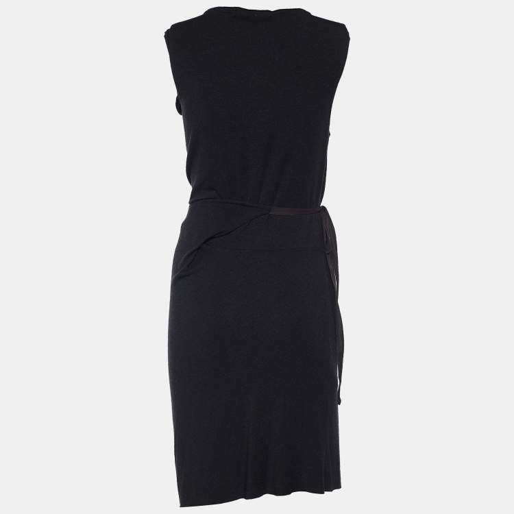 Pre Owned See by Chloe Black Jersey Asymmetric Draped Tie Up Dress M