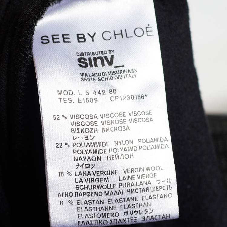 Pre Owned See by Chloe Black Jersey Asymmetric Draped Tie Up Dress M