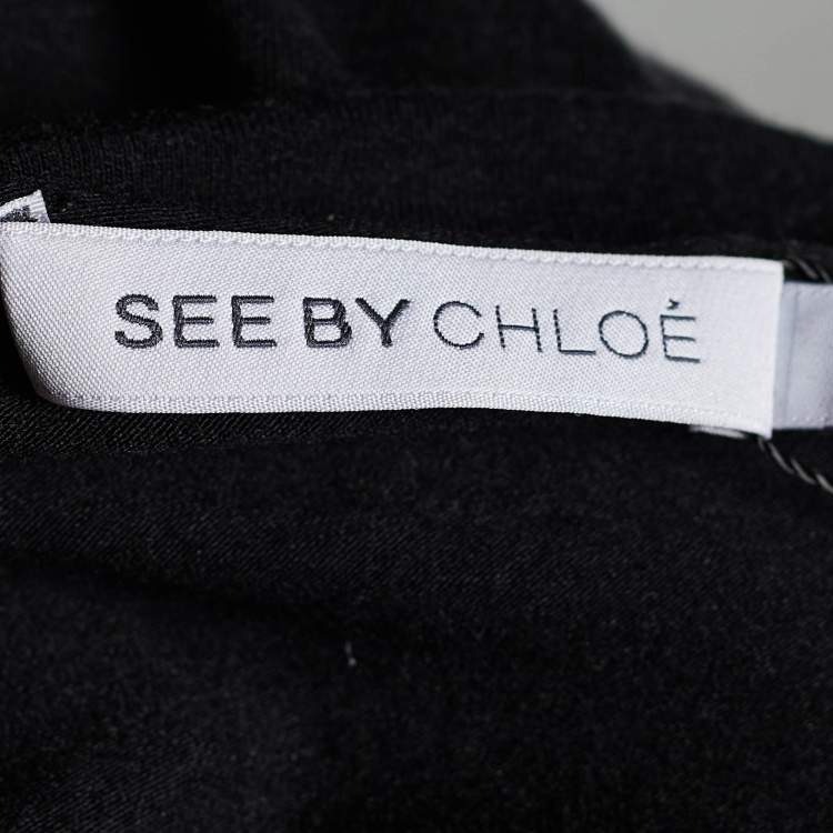 Pre Owned See by Chloe Black Jersey Asymmetric Draped Tie Up Dress M