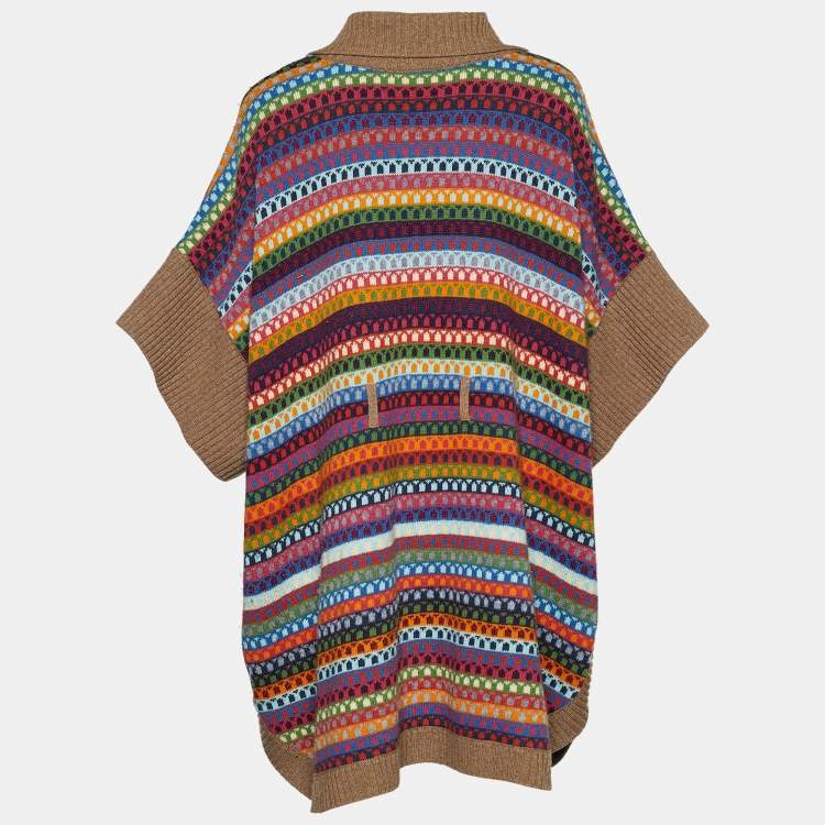 Pre Owned See By Chloe Brown Striped Wool Knit Button Front Cardigan L