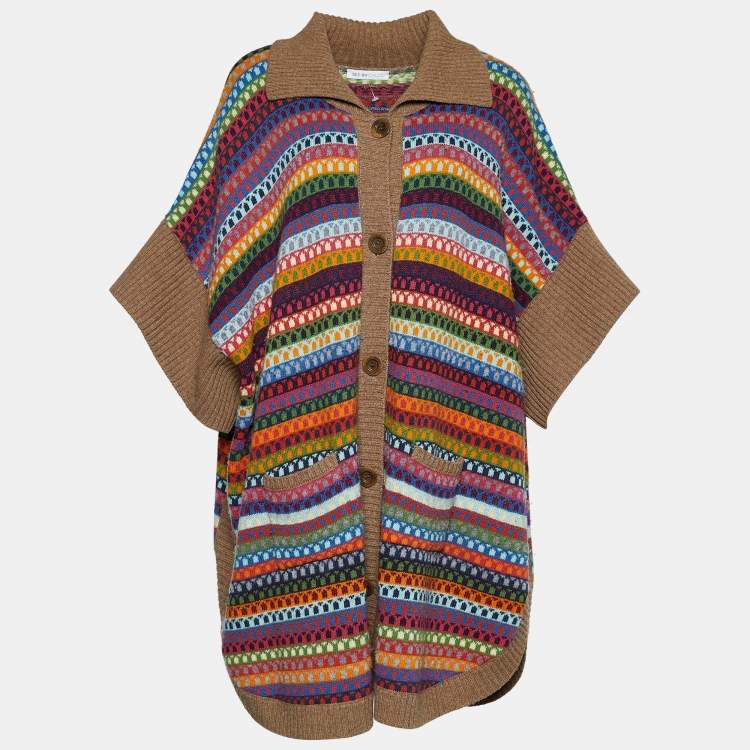 See By Chloe Brown Striped Wool Knit Button Front Cardigan L See by Chloe |  The Luxury Closet