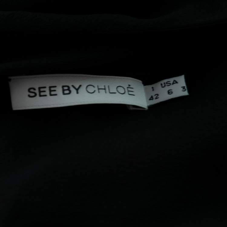 Pre Owned See by Chloe Black Silk Ruffled Top M