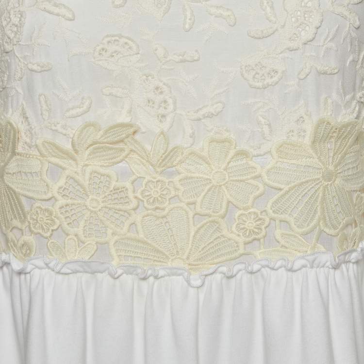 Pre Owned See by Chloe White Lace & Cotton Knit Mini Dress L