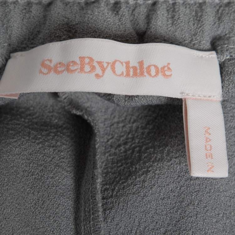 Pre Owned See by Chloe Light Blue Crepe Elastic-Waist Pants S