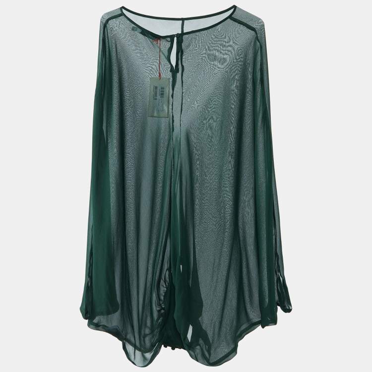 Pre Owned See by Chloe Dark Green Silk Oversized Top M