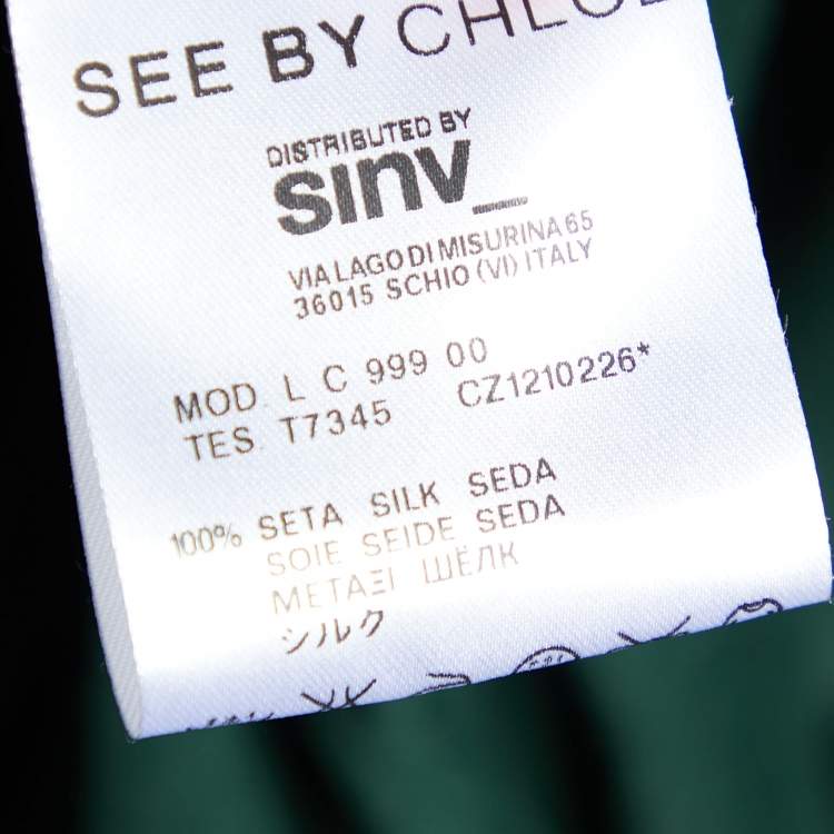 Pre Owned See by Chloe Dark Green Silk Oversized Top M