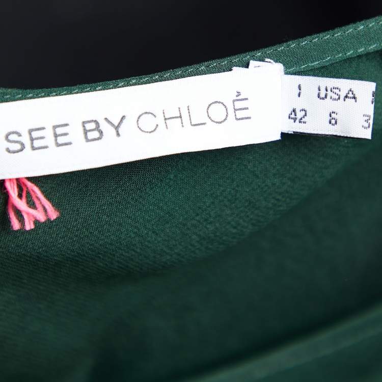 Pre Owned See by Chloe Dark Green Silk Oversized Top M