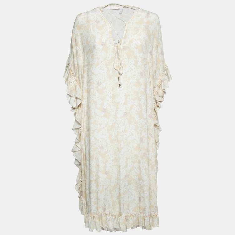 Pre Owned See by Chloe Light Yellow Floral Printed Crepe Tunic Dress S