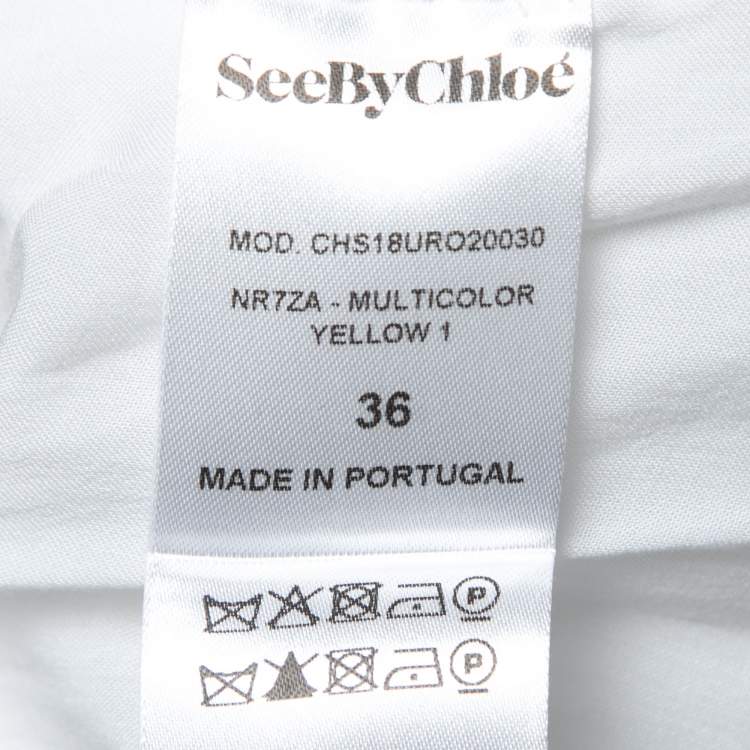 Pre Owned See by Chloe Light Yellow Floral Printed Crepe Tunic Dress S