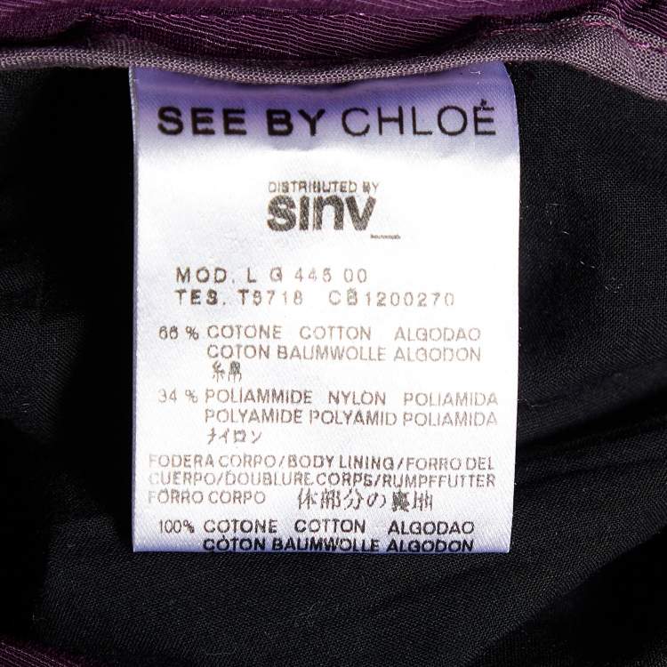 Pre Owned See by Chloe Purple Cotton Pleated Tie Detail Mini Skirt M