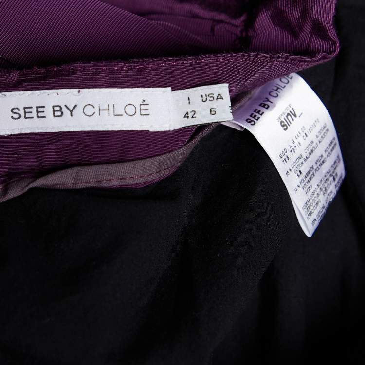 Pre Owned See by Chloe Purple Cotton Pleated Tie Detail Mini Skirt M