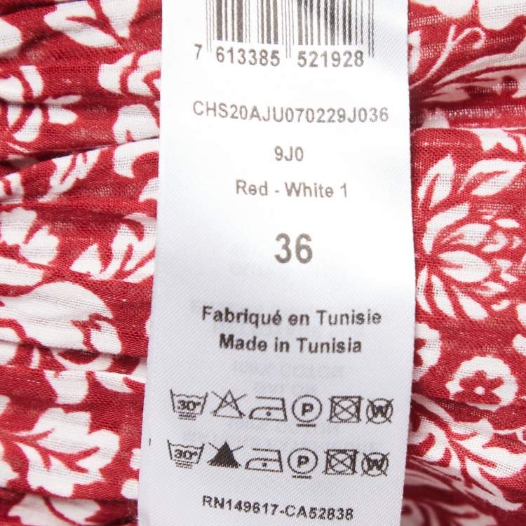 Pre Owned See by Chloe Red Floral Printed Cotton Lace Trimmed Mini Skirt S