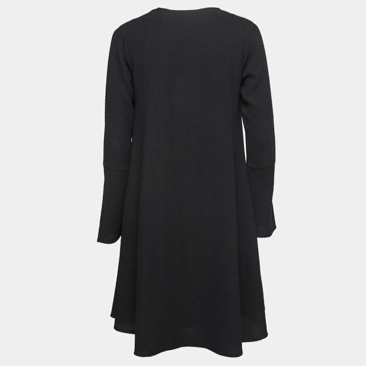 Pre Owned See by Chloe Black Textured Crepe V Neck Midi Dress S  