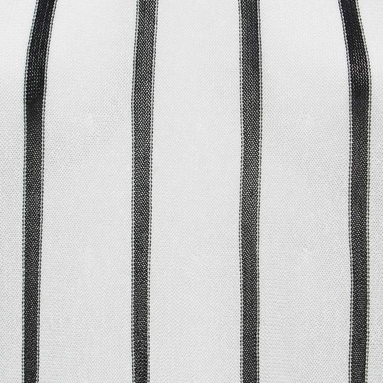 Pre Owned See by Chloe White Striped Knit String Tie Blouse L