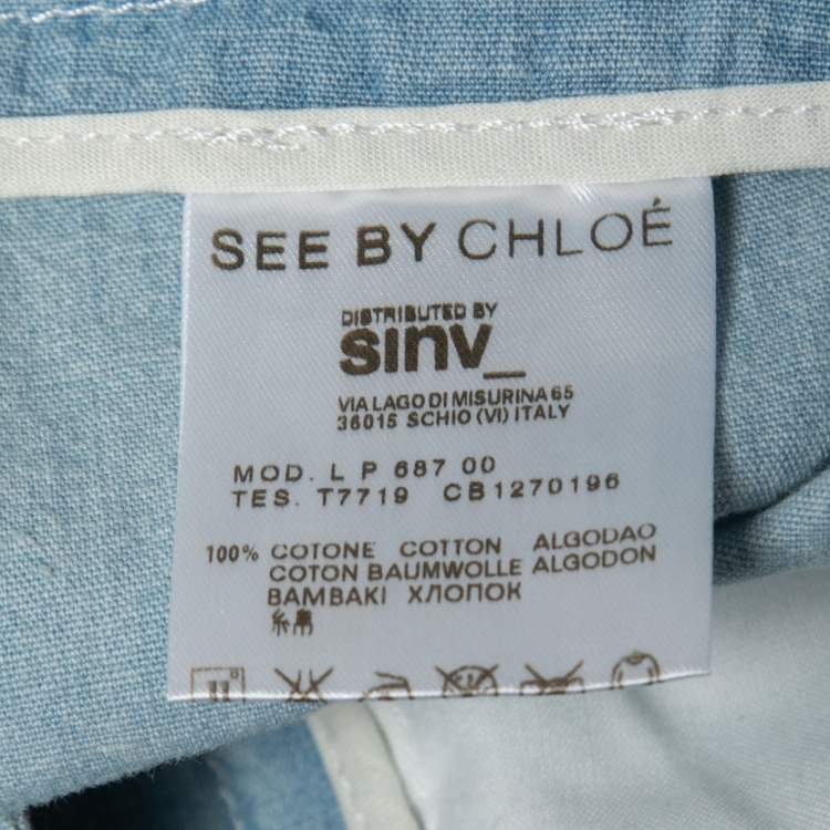 Pre Owned See by Chloe Light Blue Cotton Trousers M