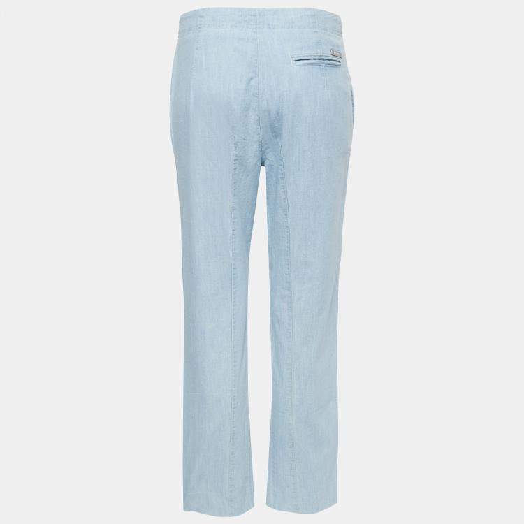 Pre Owned See by Chloe Light Blue Cotton Trousers M