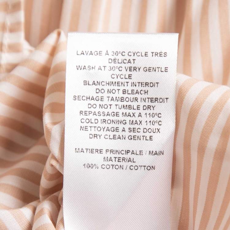 Pre Owned See by Chloe Beige Striped Cotton Ruffled Shirt S