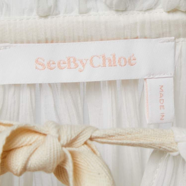 Pre Owned See by Chloe Snow White Cotton & Silk Flared Blouse S