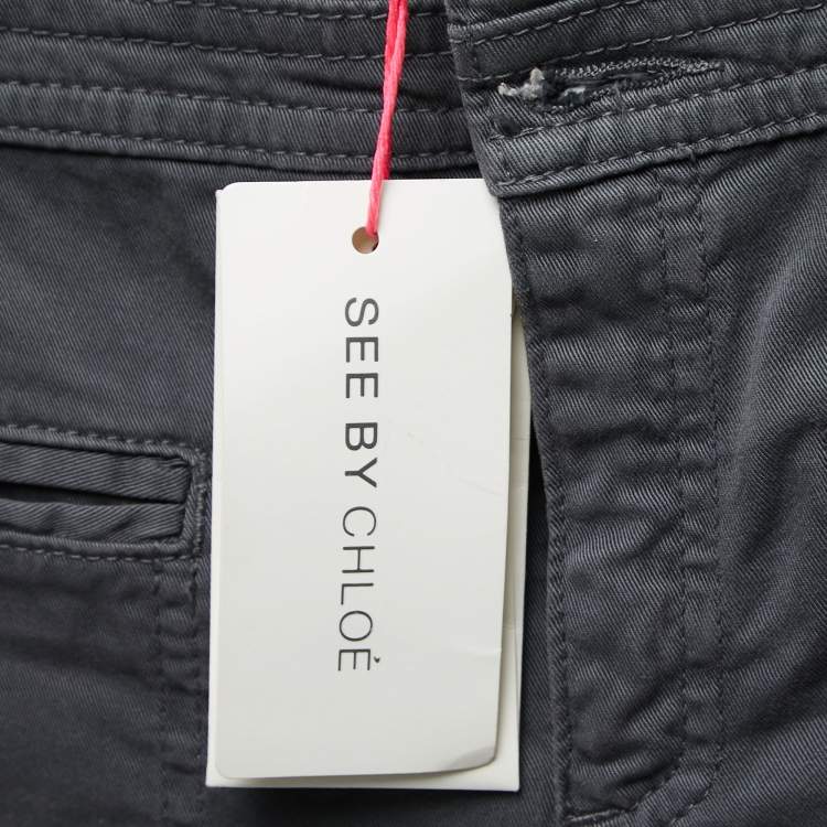 Pre Owned See by Chloe Grey Cotton Straight-Leg Jeans M