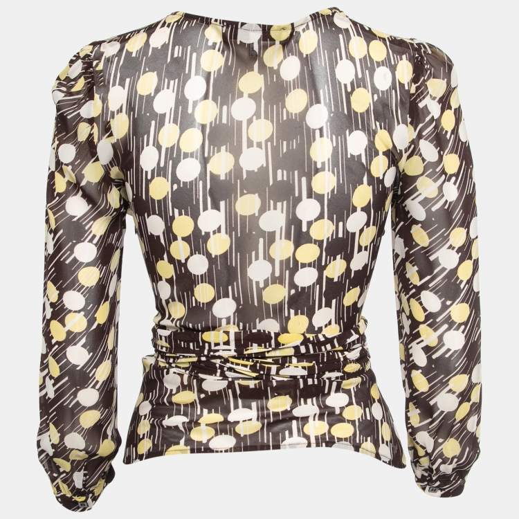 Pre Owned See by Chloe Brown Printed Georgette Tie Detail Top S