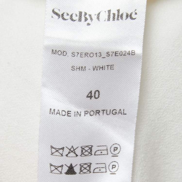 Pre Owned See by Chloe White Cotton Ruffle Detailed Asymmetrical Maxi Dress M