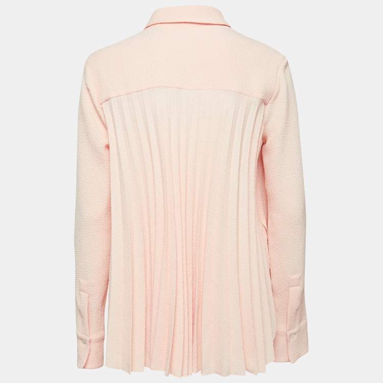 Pre Owned See by Chloe Salmon Pink Textured Crepe Button Front Shirt M