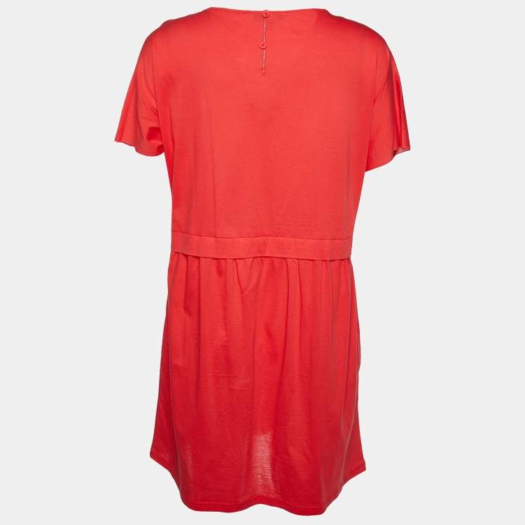 Pre Owned See by Chloé Coral Red Cotton Knit Mini Dress M