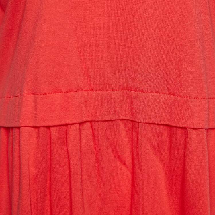 Pre Owned See by Chloé Coral Red Cotton Knit Mini Dress M