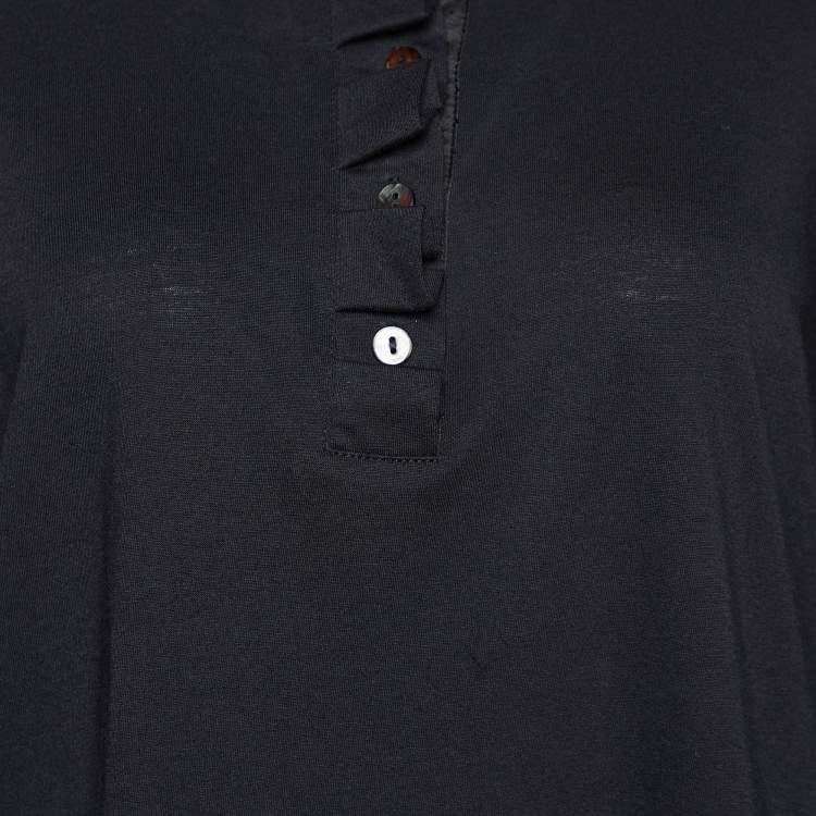 Pre Owned See by Chloe Black Cotton Knit & Silk Shift Dress L