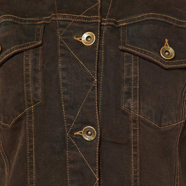 Pre Owned See by Chloe Brown Denim Button Front Jacket XL