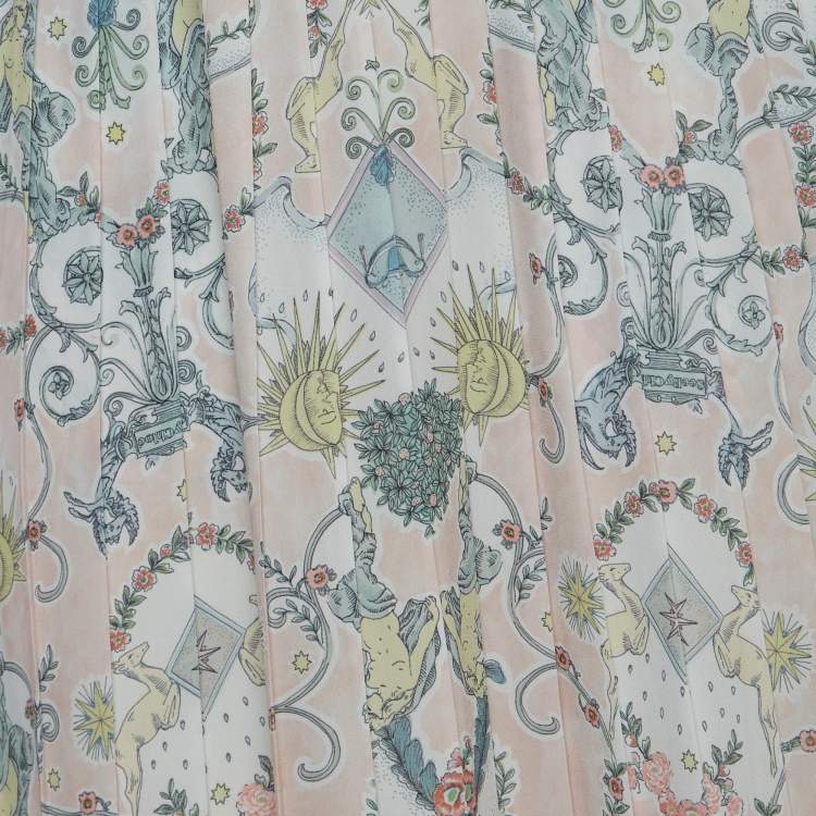 Pre Owned See by Chloe Pink Printed Pleated Crepe Midi Skirt S