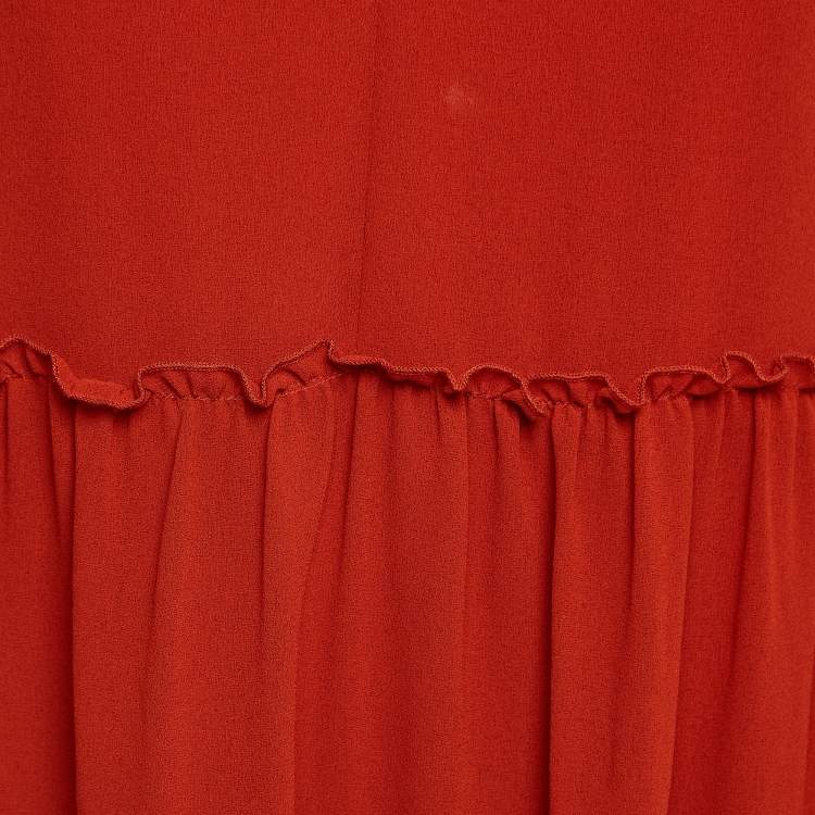 Pre Owned See by Chloé Earthy Red Georgette Bell Sleeve Mini Dress S