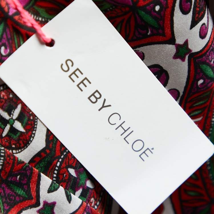 Pre Owned See by Chloe Multicolor Medallion Print Silk Sleeveless Dress M