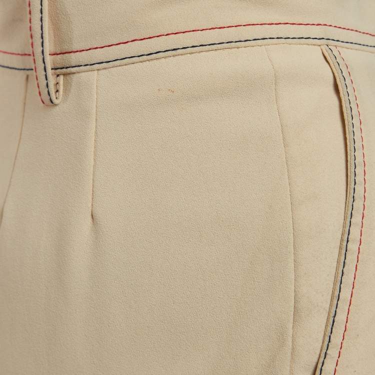 Pre Owned See by Chloe Beige Crepe Stitch Detail Tapered Trousers M