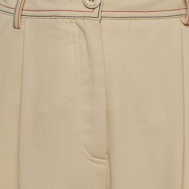 Pre Owned See by Chloe Beige Crepe Stitch Detail Tapered Trousers M