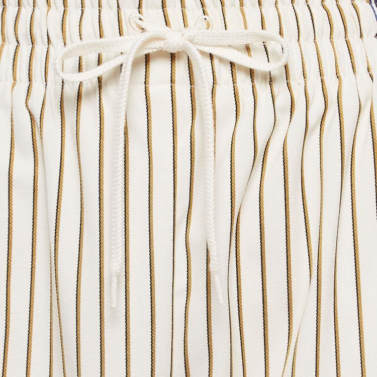 Pre Owned See by Chloé Cream Pinstripe Crepe Wide- Leg Trousers S