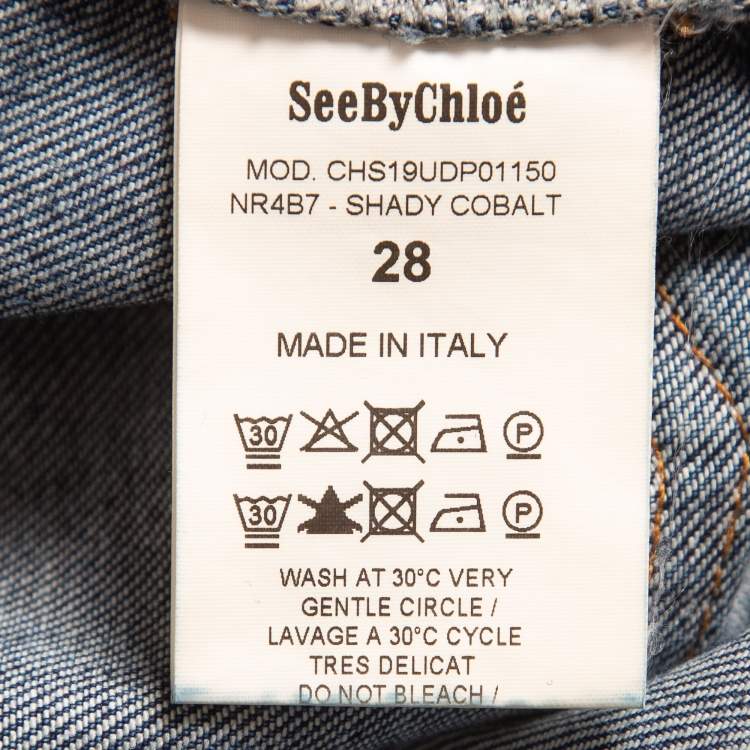 Pre Owned See by Chloe Blue Denim High Rise Shady Cobalt Jeans M Waist 28''