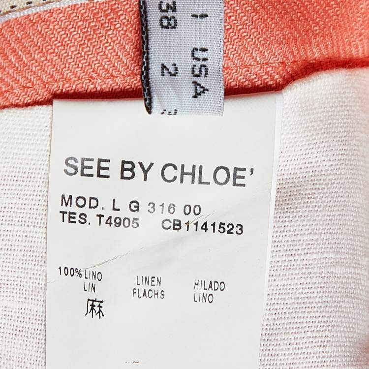 Pre Owned See by Chloé Coral Pink Linen Mini Skirt S