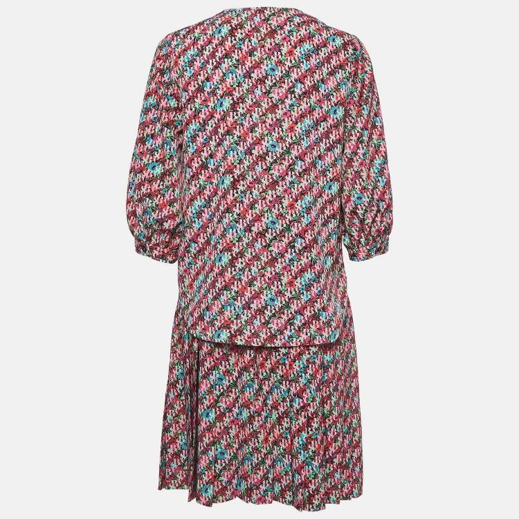 Pre Owned See by Chloe Multicolor Floral Print Crepe Skirt Blouse Set S