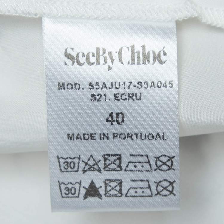 Pre Owned See by Chloe White Printed Chiffon Tiered Midi Skirt M