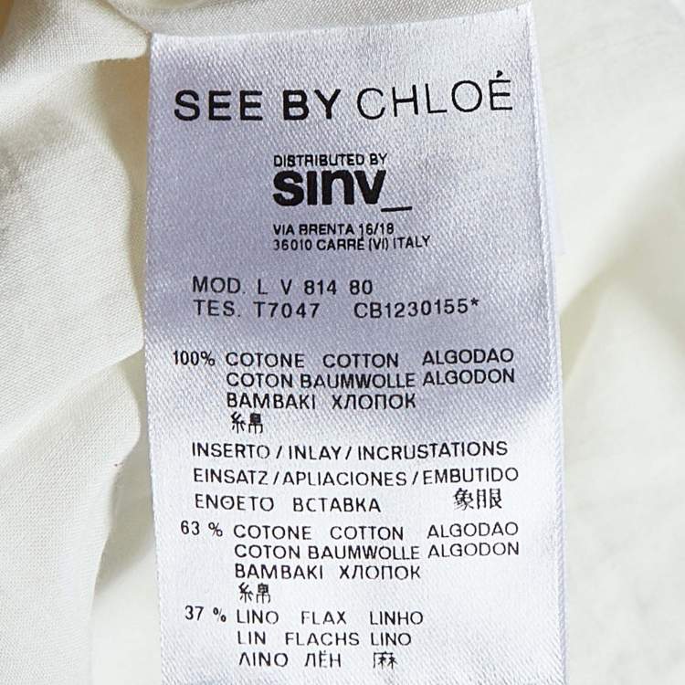Pre Owned See by Chloe White Crochet Lace Fit & Flare Dress S